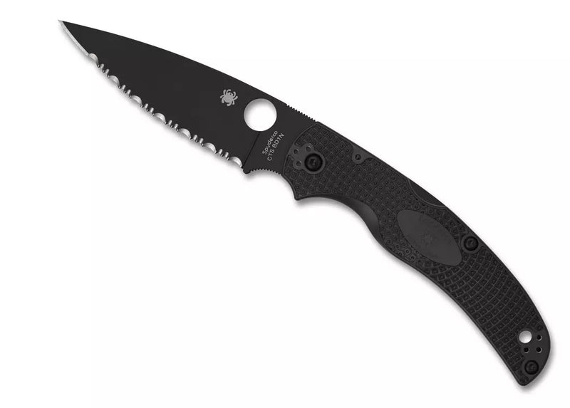 Spyderco Native Chief Black Blade Lightweight Serrated Edge Folding 4.02" Pocket Knife (C244SBBK)