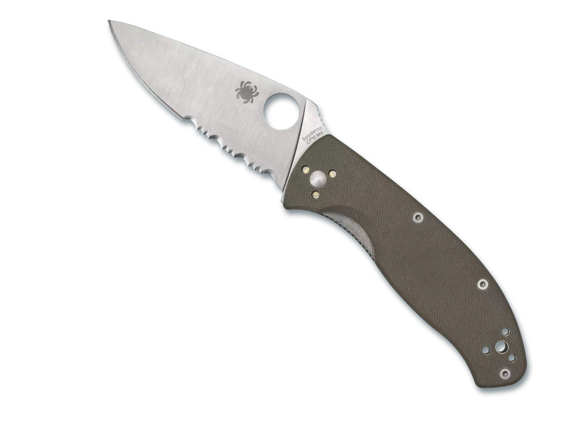 Spyderco Tenacious Brown 3.35" Partially Serrated G-10 CPM M4 Folding Pocket Knife (C122GBNM4PS)