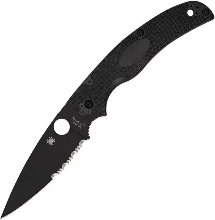 Spyderco Native Chief Black Blade Lightweight CombinationEdge Folding 4.02" Pocket Knife (C244PSBBK)