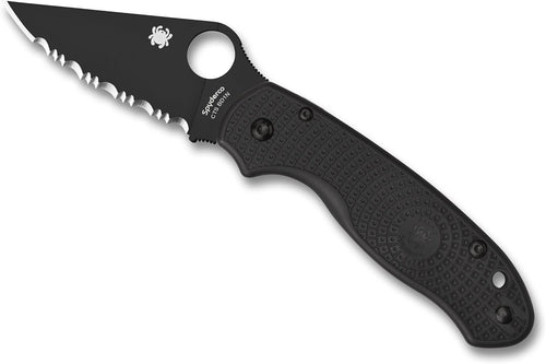 Spyderco Para 3 Lightweight Black Blade 2.93" Serrated Edge Folding Pocket Knife (C223SBBK)