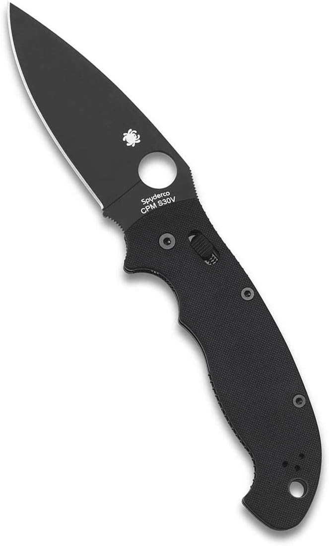 Spyderco Manix 2 XL Black G-10 Blade 3.85" Plain Edge Folding Pocket Knife (C95GPBBK2)