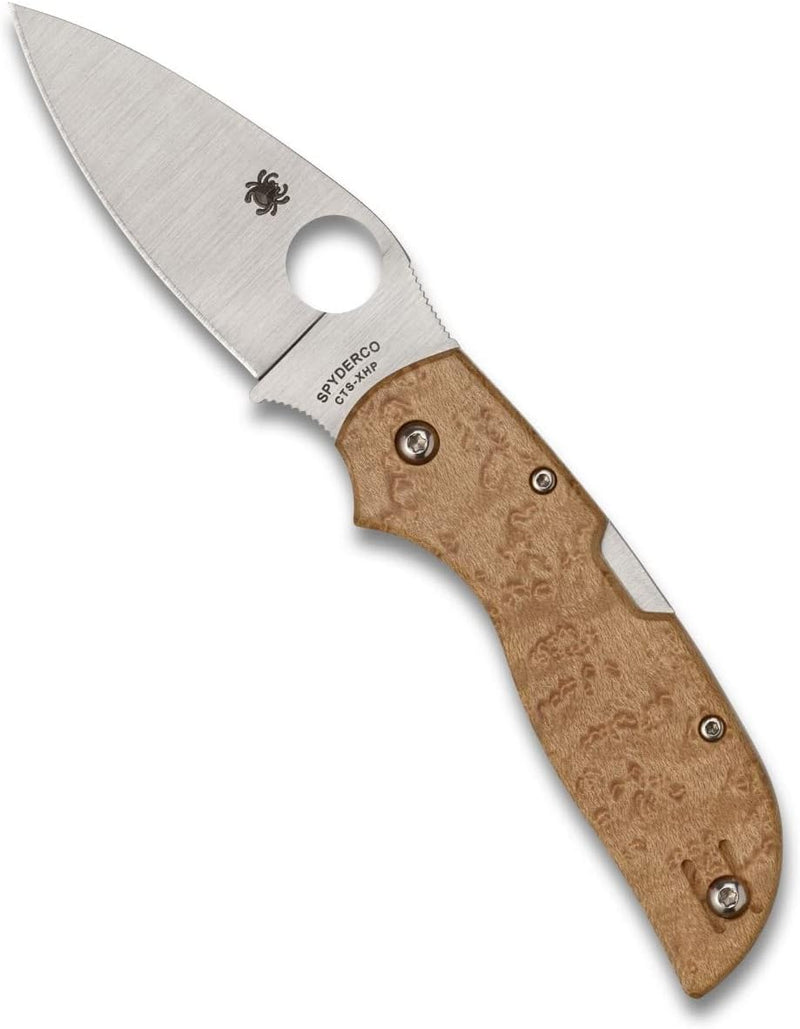 Spyderco Chaparral Birdseye Maple 2.8" Plain Edge Folding Pocket Knife (C152WDP)