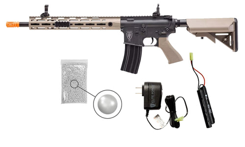 Umarex Elite Force EF M4 CFR-6MM-Black/Tan AEG 6mm Airsoft Rifle with EyeTrace System (2279587) with 9.6V Battery and Charger and Pack of 1000 6mm BBs Bundle