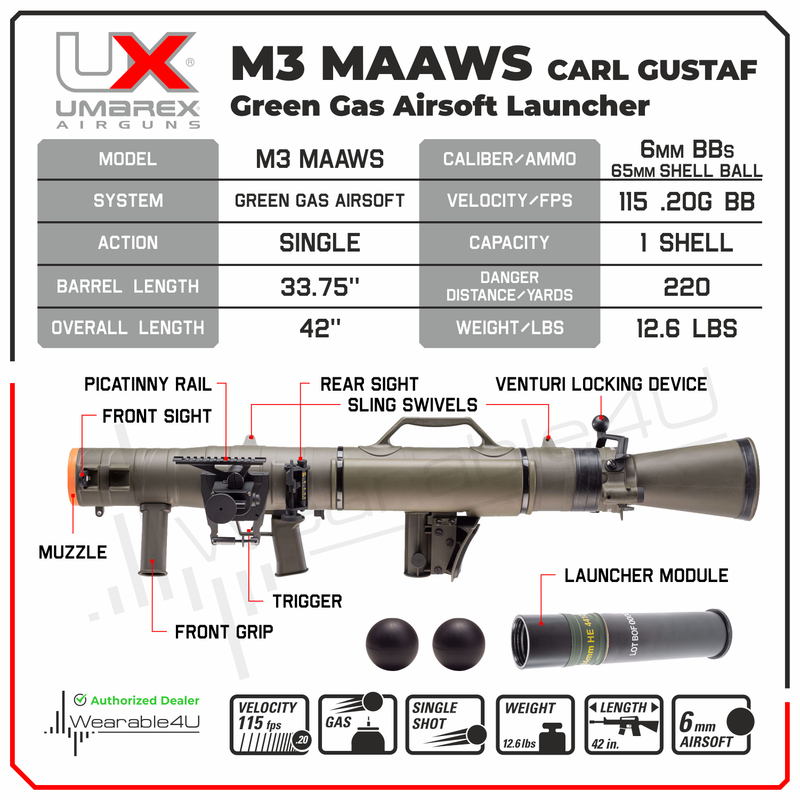 Umarex M3 MAAWS CARL GUSTAF Green Gas 6 mm BBs Airsoft Launcher (2211370)