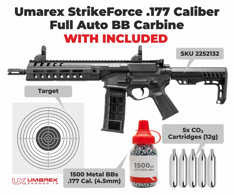 Umarex StrikeForce Full Auto CO2 .177 Cal Air Rifle w/ CO2 Tanks & BBs &Targets