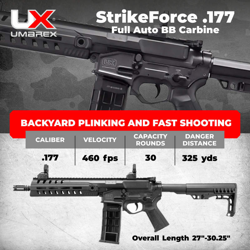 Umarex StrikeForce Full Auto CO2 .177 Cal Air Rifle w/ CO2 Tanks & BBs &Targets