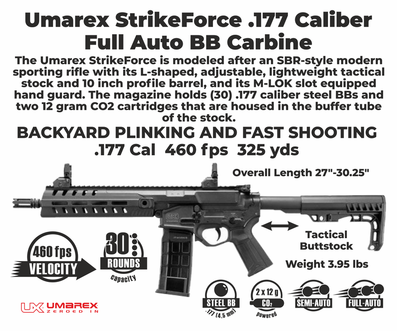 Umarex StrikeForce Full Auto CO2 .177 Cal Air Rifle w/ CO2 Tanks & BBs &Targets