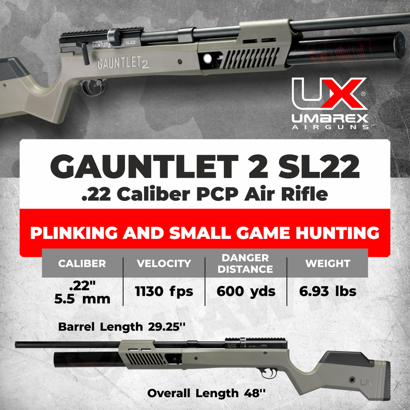 Umarex Gauntlet 2 SL22 .22 Caliber PCP Side Lever Air Rifle (2254832)