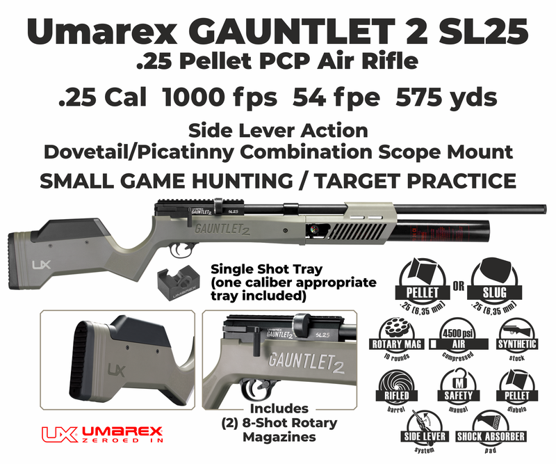 Umarex Gauntlet 2 SL25 .25 Caliber PCP Side Lever Air Rifle (2254833)