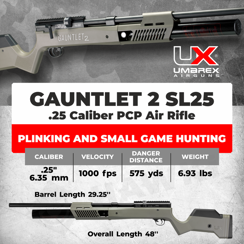 Umarex Gauntlet 2 SL25 .25 Caliber PCP Side Lever Air Rifle (2254833)