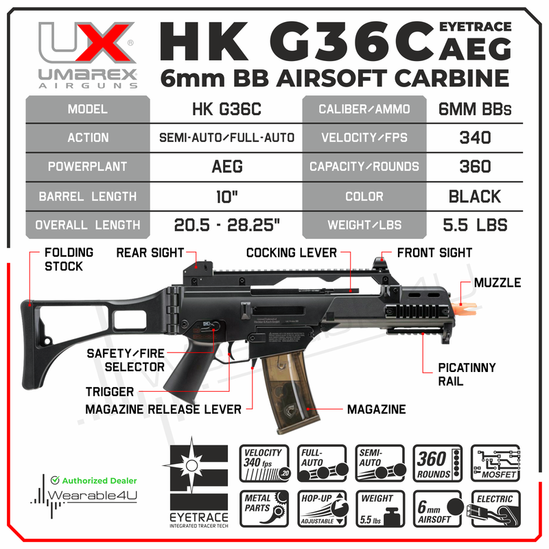 Umarex HK G36C Eyetrace AEG 6mm Airsoft Rifle (2262090)