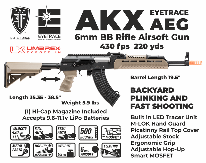 Umarex EF AKX-6MM-Black/TAN 6mm Airsoft Rifle (2265040)