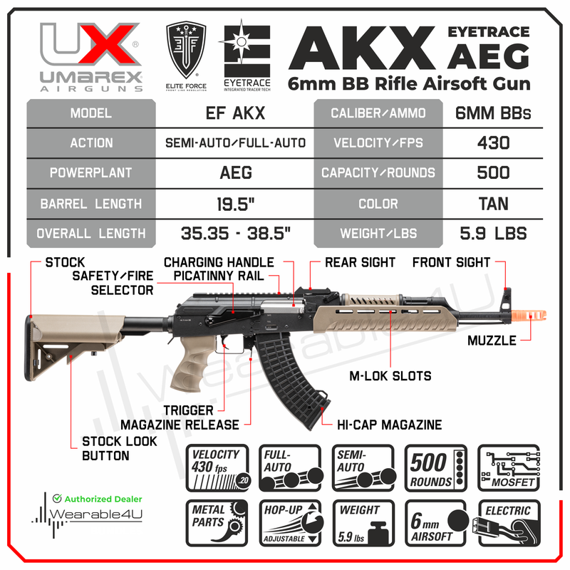 Umarex EF AKX-6MM-Black/TAN 6mm Airsoft Rifle (2265040)