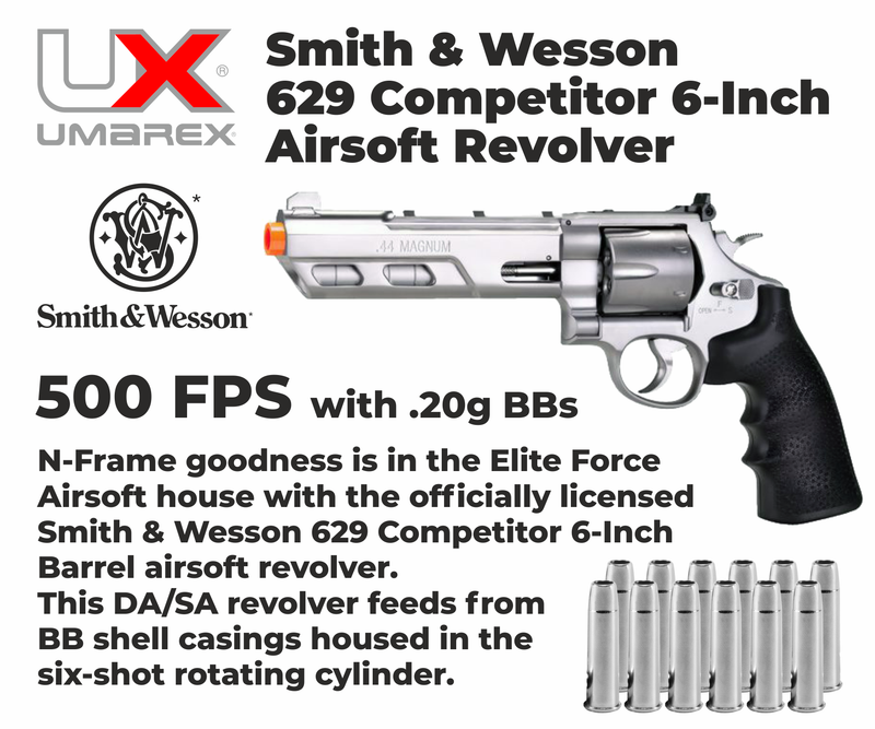 Umarex Smith & Wesson 629 Competitor 6-inch 6mm CO2 Airsoft Pistol (2275918) with Wearable4U Bundle