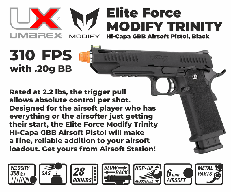 Umarex Elite Force Modify-Tech Trinity Hi-Capa Green Gas 6mm Full-Blowback Airsoft Pistol (2279605)