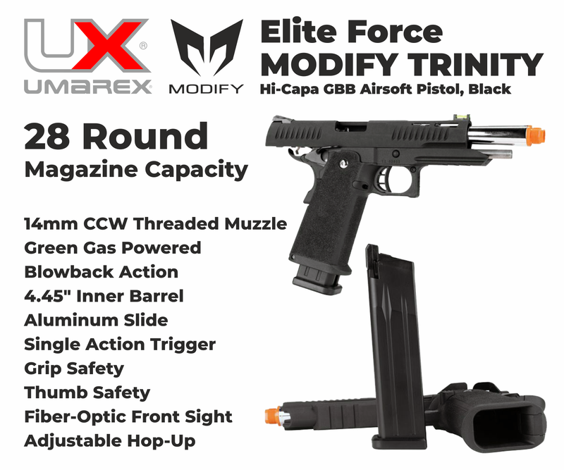 Umarex Elite Force Modify-Tech Trinity Hi-Capa Green Gas 6mm Full-Blowback Airsoft Pistol (2279605)