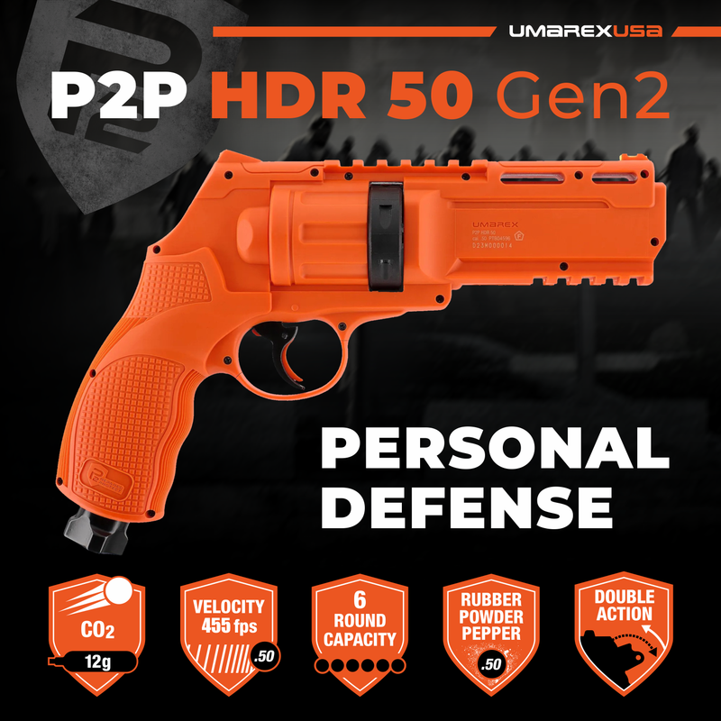 Umarex T4E P2P HDR 50 GEN 2 .50 Caliber, Self-Defense, Home-Defense Launcher (13J, 455fps, Orange, Limited Edition)