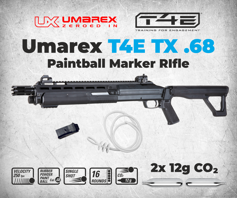 Umarex T4E TX CO2 .68 Cal Paintball Marker, 8.7 Joules, Black, Gen 2, 2024 (2292141)