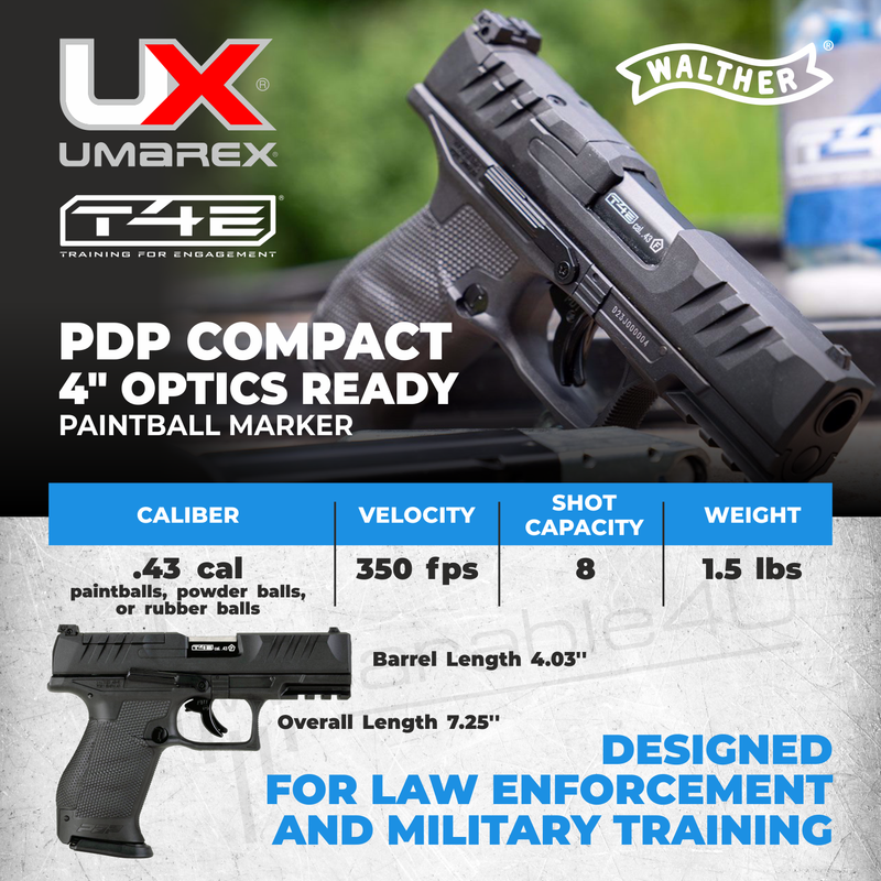 Umarex T4E Walther PDP Compact Optics Ready CO2 .43 Cal Paintball Marker (2292191)