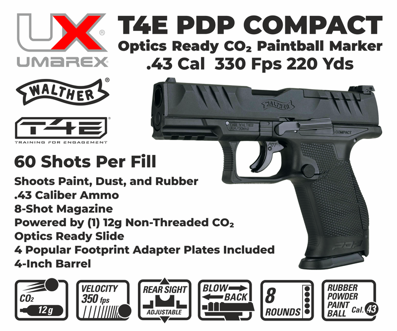 Umarex T4E Walther PDP Compact Optics Ready CO2 .43 Cal Paintball Marker (2292191)