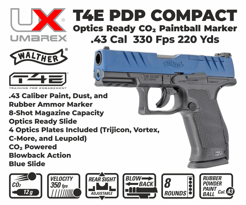 Umarex T4E Walther PDP Compact Optics Ready CO2 .43 Cal Paintball Marker (2292192)