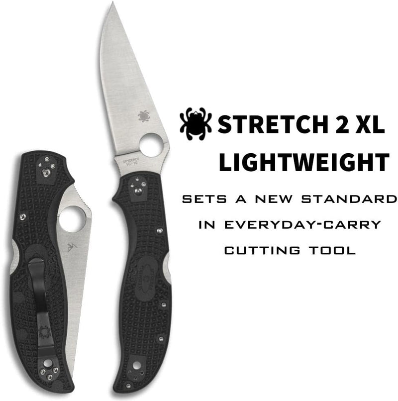 Spyderco Stretch 2 XL Lightweight 3.99" Plain Edge Folding Pocket Knife (C258PBK)