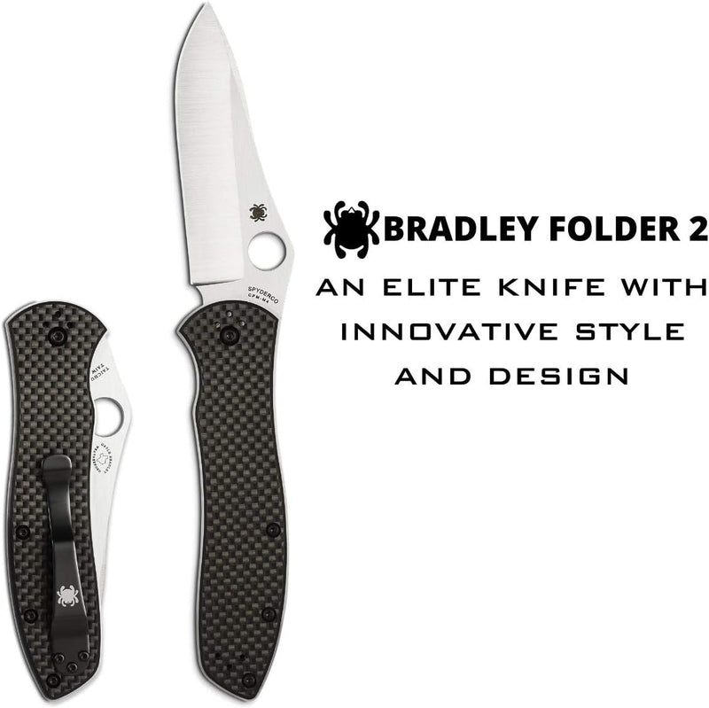 Spyderco Bradley Folder 2 Carbon Fiber 3.66" Folding Pocket Knife (C134CFP2)