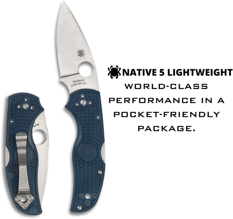 Spyderco Native 5 FRN CPM 2.95" Plain Edge Folding Pocket Knife (C41PCBL5)