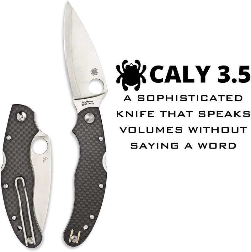 Spyderco Caly 3.5 Carbon Fiber ZDP-189 3.4" Plain Edge Folding Pocket Knife (C144CFPE)