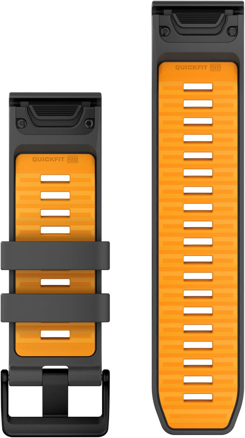 Garmin QuickFit 26 Watch Bands Graphite/Spark Orange Silicone (010-13393-05)