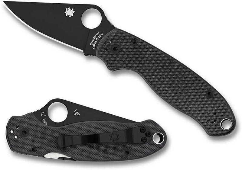 Spyderco Para 3 2.93" Plain Edge Folding Pocket Knife (C223GPBK)