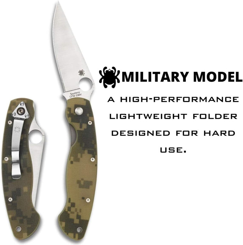 Spyderco MilitaryModel G-10 Camo 4" Plain Edge Folding Pocket Knife (C36GPCMO)