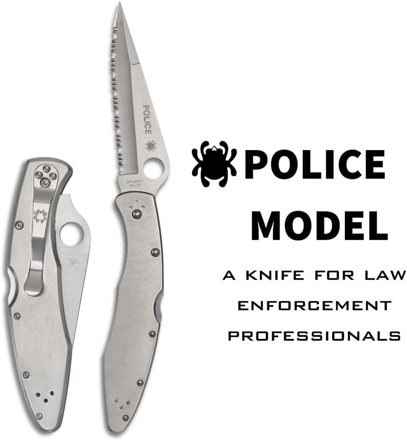 Spyderco PoliceModel 4.2" Serrated Edge Folding Pocket Knife (C07S)