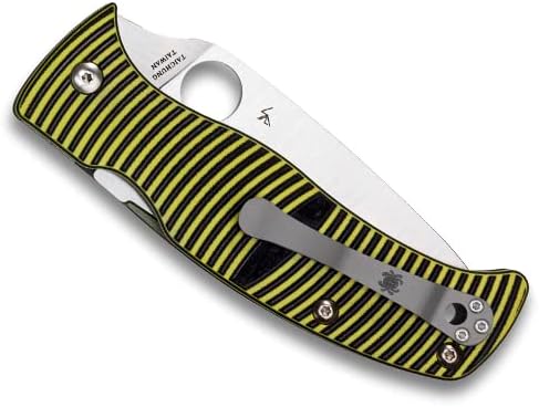 Spyderco Caribbean G-10 Black/Yellow Leaf 3.7" Plain Edge Folding Pocket Knife (C217GP)