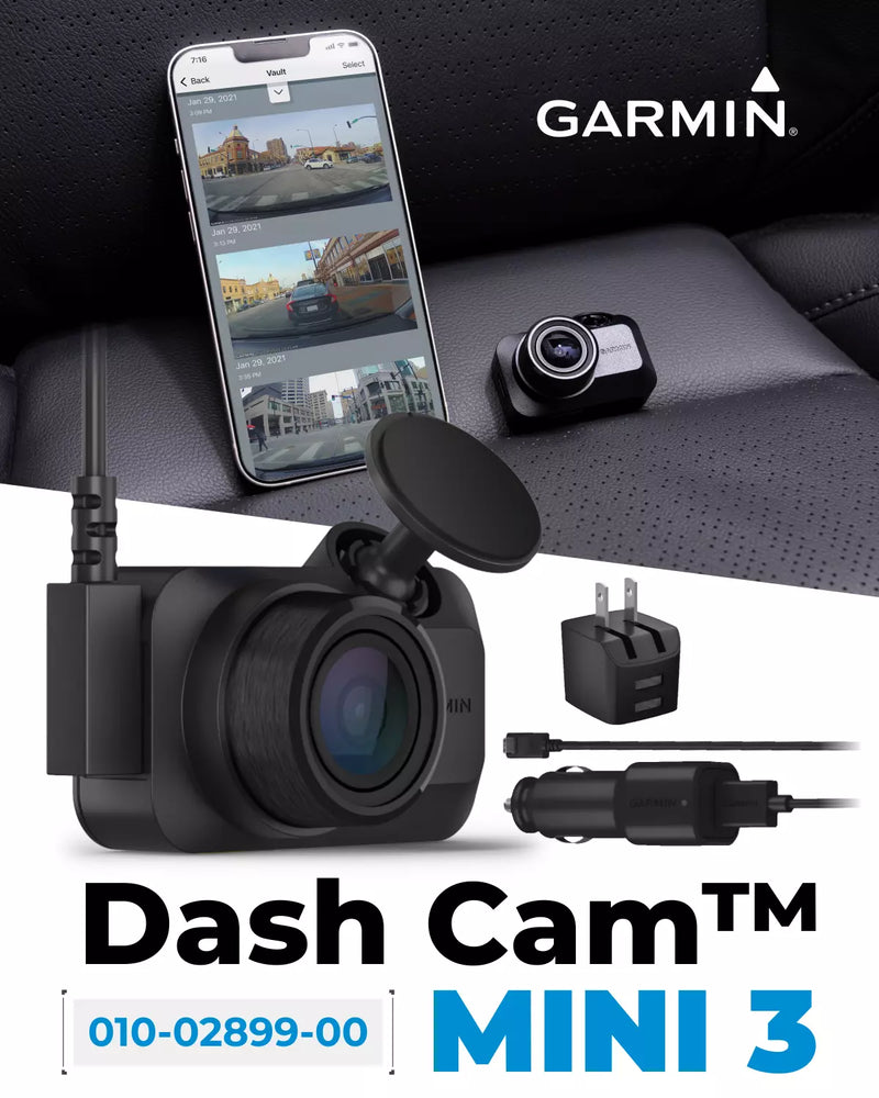 Garmin Ultracompact 1080p Dash Cam Mini 3 with a 140-degree Field of View and built-in Clarity Polarizer (010-02899-00) with Wearable4U Power Bank Bundle