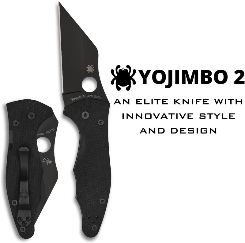 Spyderco Yojimbo 2 Black Blade 3.2" Plain Edge Folding Pocket Knife (C85GPBBK2)