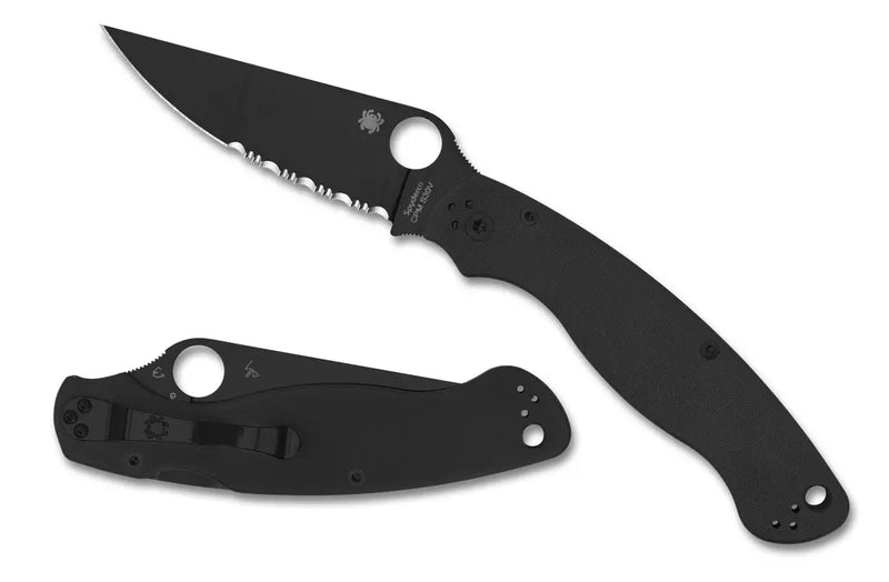 Spyderco Military 2 4" Black G-10 CombinationEdge Pocket Folding Knife (C36GPSBK2)