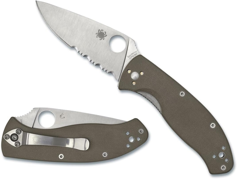 Spyderco Tenacious Brown 3.35" Partially Serrated G-10 CPM M4 Folding Pocket Knife (C122GBNM4PS)