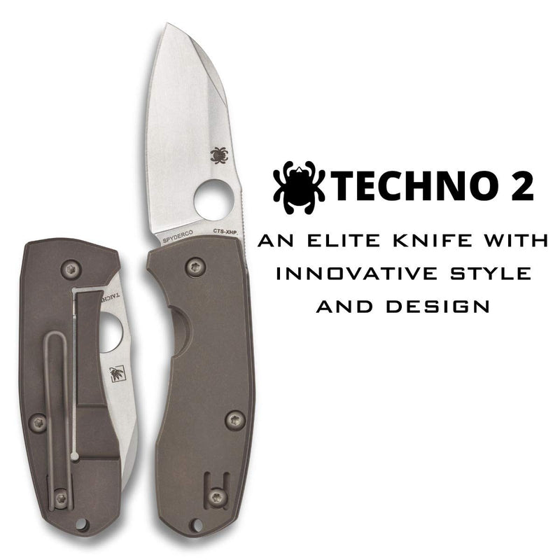 Spyderco Techno 2 Plain Edge 2.52" Folding Pocket Knife (C158TIP2)