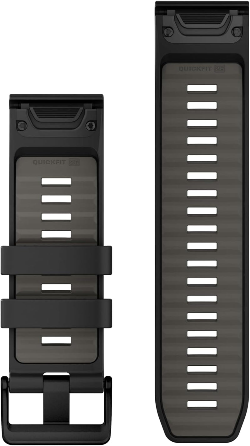 Garmin QuickFit 26 mm Watch Bands Black/Pebble Gray Silicone (010-13393-00)