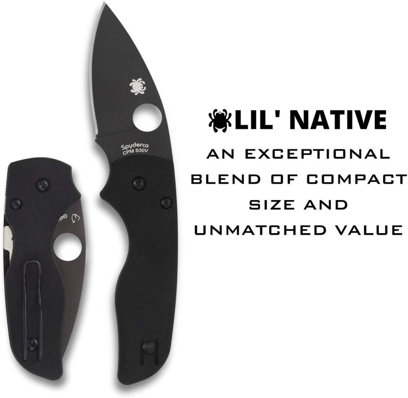 Spyderco Lil' Native G-10 Black 2.42" Plain Edge Folding Pocket Knife (C230GPBBK)