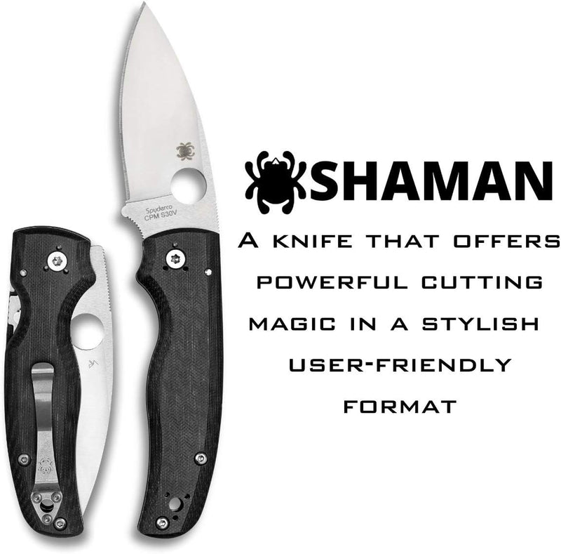 Spyderco Shaman 3.58" Plain Edge Folding Pocket Knife (C229GP)