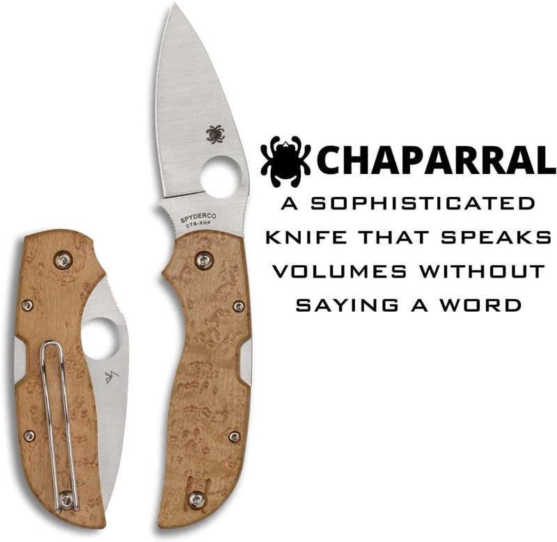 Spyderco Chaparral Birdseye Maple 2.8" Plain Edge Folding Pocket Knife (C152WDP)