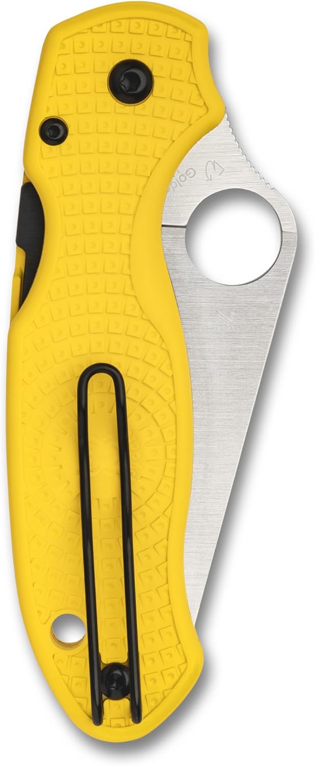 Spyderco Para 3 MagnaCut Salt 2.93" Plain Edge Lightweight Yellow Handle Folding Pocket Knife (C223PYL)