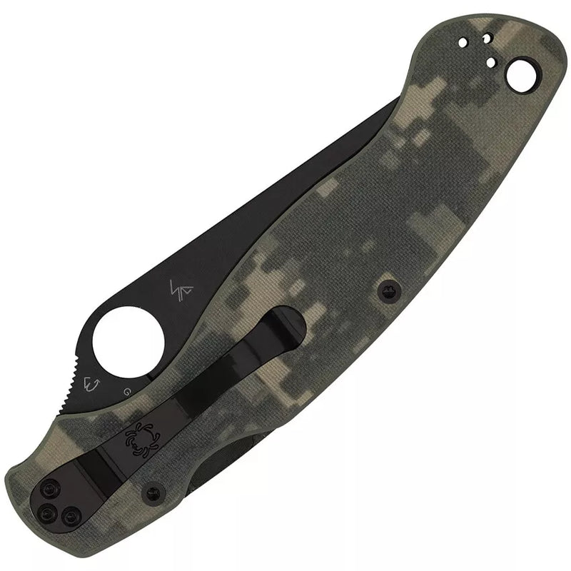 Spyderco Military2 Camo G-10 Black 4" Plain Edge Folding Pocket Knife (C36GPCMOBK2)