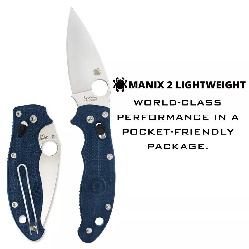 Spyderco Manix 2 Lightweight FRCP Dark Blue CMP S110V 3.37" Folding Pocket Knife