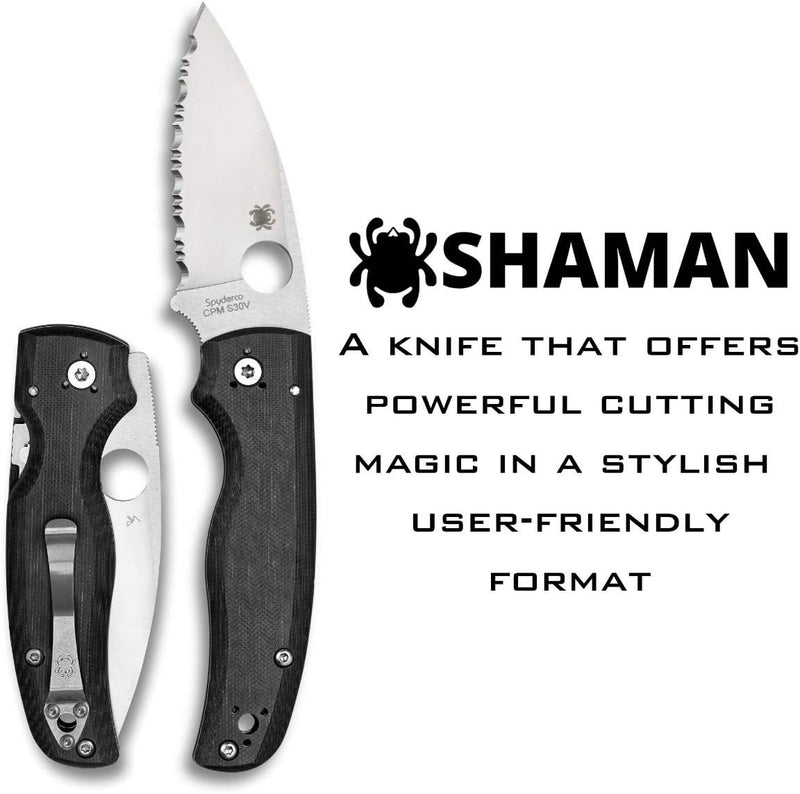 Spyderco Shaman 3.58" Serrated Edge Folding Pocket Knife (C229GS)