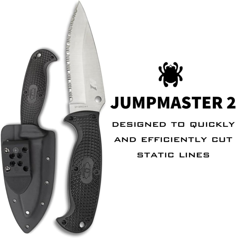 Spyderco Jumpmaster 2 FRN Black SpyderEdge 4.47" Fixed Blade Pocket Knife (FB24SBK2)