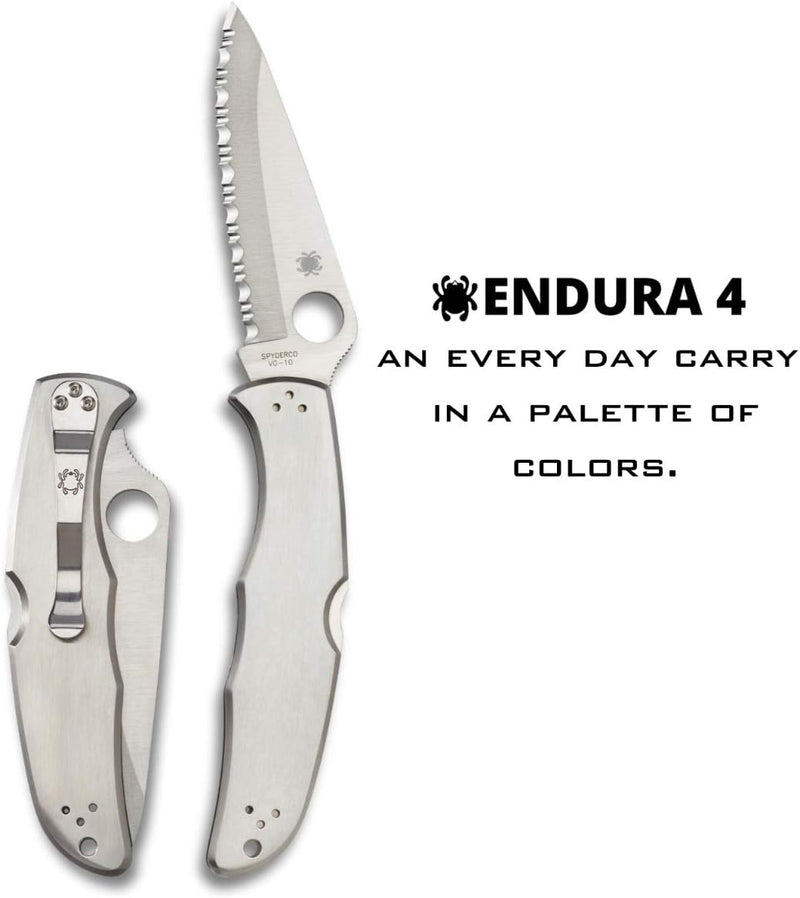 Spyderco Endura 4 Serrated Edge 3.82" Folding Pocket Knife (C10S)