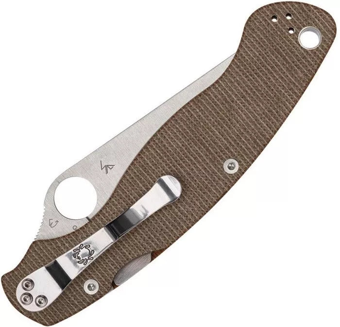 Spyderco Military2 Brown Micarta CPM CRU-WEAR 4" Plain Edge Folding Pocket Knife (C36MPCW2)